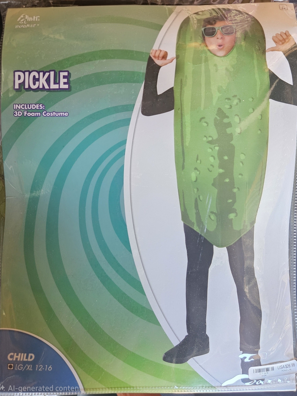 Pickle Kids Costume - Green 3D Foam Pickle Outfit